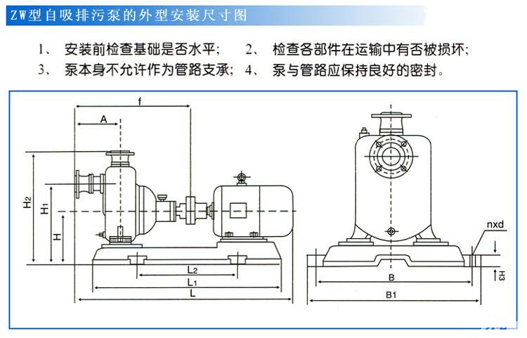 ZWP型不銹鋼自吸式無堵塞排污泵(安裝尺寸)
